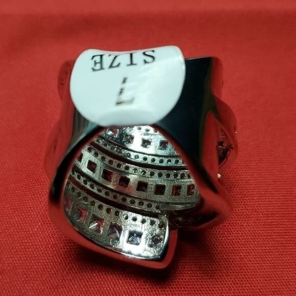 NEW Elegant Spiral Design Silver White Sapphire Natural Stone Ring - Picture 12 of 15